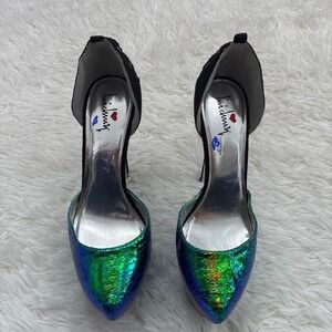 Mermaid Table Dance Glam blue & green iridescent high heels
